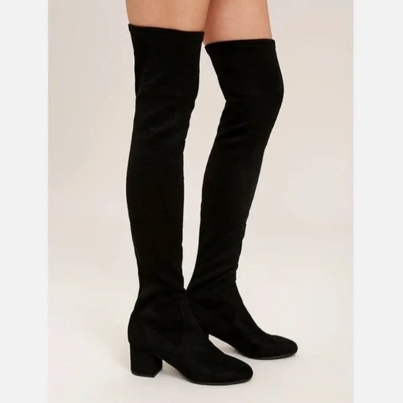 Steve Madden Isaac Black Vegan Suede Over the Knee Boots Black Sz 8 - Picture 2 of 16